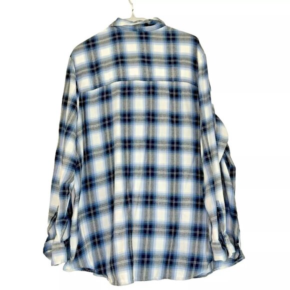 Gap The Easy Shirt Blue/Black Plaid Flannel plus size XXL NWT - Picture 3 of 10